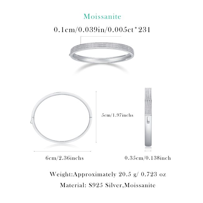 Silver Diamond Bangle Bracelet For Women - Image 3
