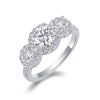 Three Diamond Engagement Ring in Sterling Silver