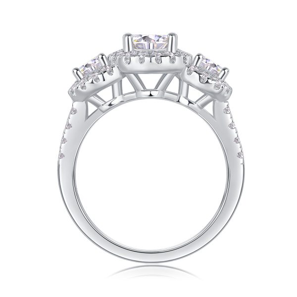Diamond Three Stone Ring in Sterling Silver