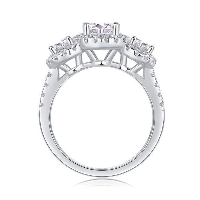 Diamond Three Stone Ring in Sterling Silver