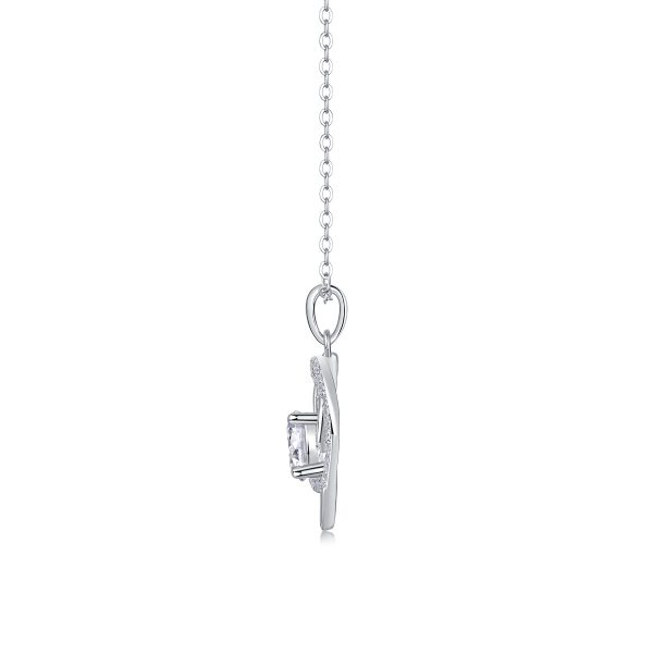 925 Sterling Silver Double Heart Pendant Necklace With Diamond - Image 6