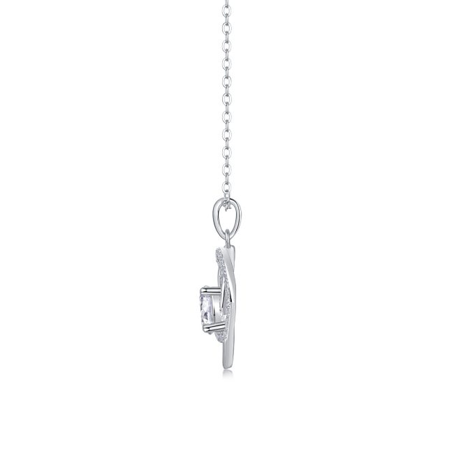 925 Sterling Silver Double Heart Pendant Necklace With Diamond - Image 6