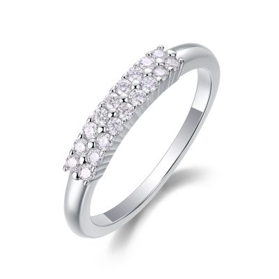 Double Row Moissanite Half-Eternity Ring