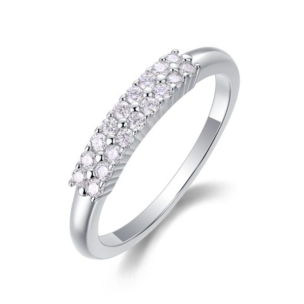 Double Row Moissanite Half-Eternity Ring