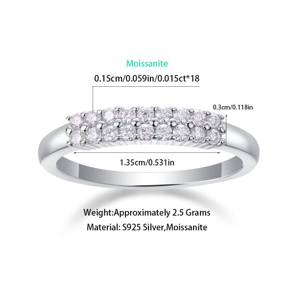 Half Eternity Ring Double Row Moissanite - Image 5
