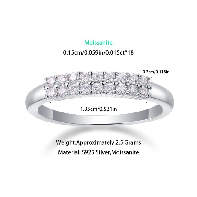 Half Eternity Ring Double Row Moissanite - Image 5