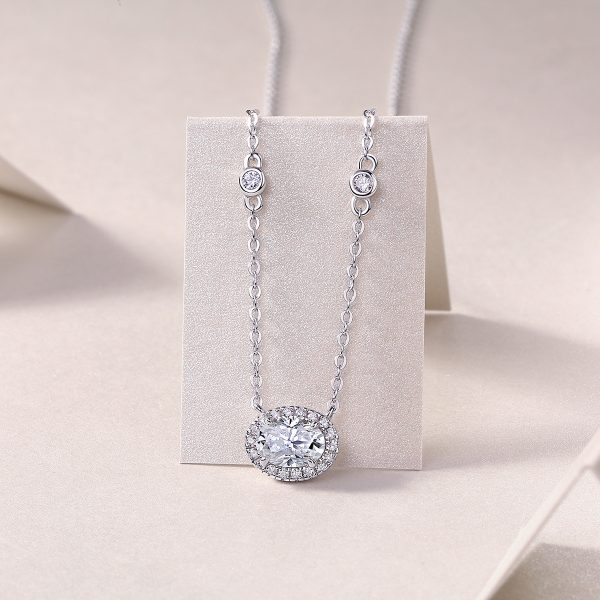 East West Oval Diamond Solitaire Pendant - Image 4
