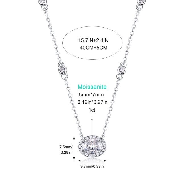 East West Oval Diamond Solitaire Pendant - Image 3
