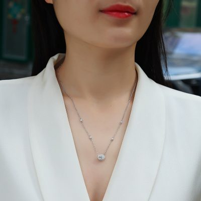 East West Oval Diamond Solitaire Pendant alternate view