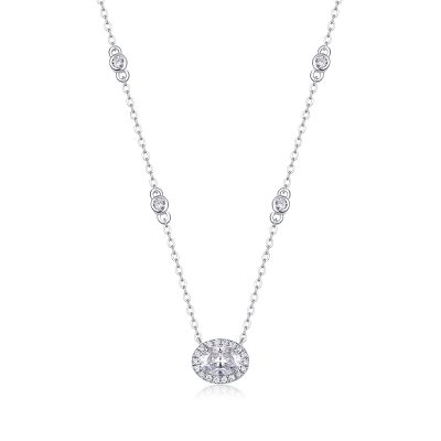 East-West Oval Diamond Solitaire Pendant