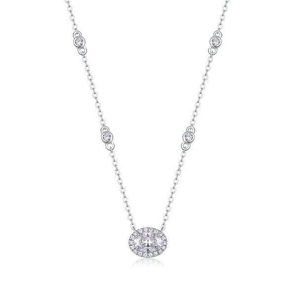 East-West Oval Diamond Solitaire Pendant