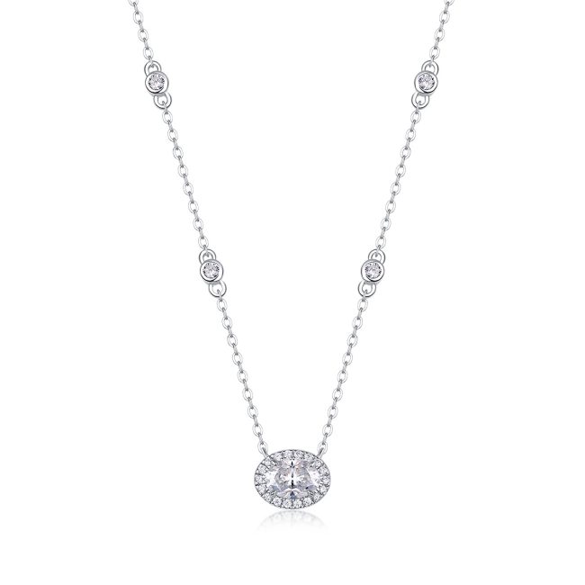 East-West Oval Diamond Solitaire Pendant