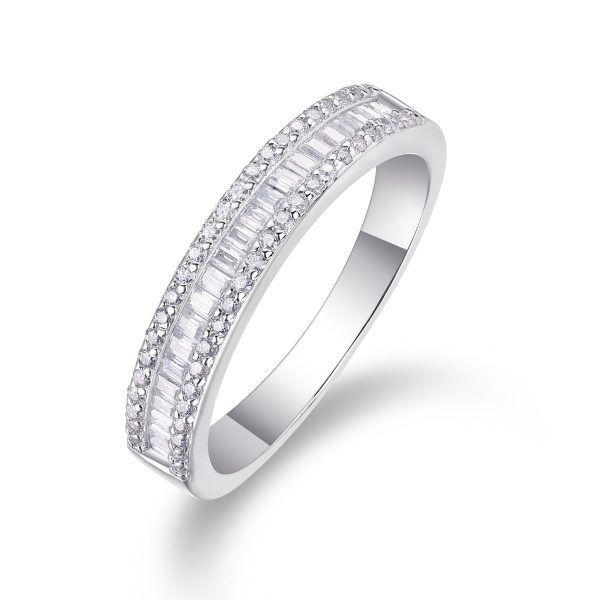 925 Sterling Silver Emerald Cut Full Moissanite Ring