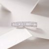 Emerald Cut Full Moissanite Ring In Sterling Silver