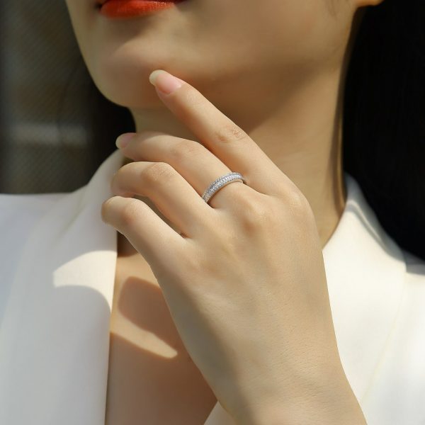 925 Sterling Silver Emerald Cut Full Moissanite Ring
