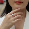 925 Sterling Silver Emerald Cut Moissanite Halo Engagement Ring