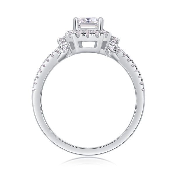 Mosan Diamond Engagement Ring In 925 Sterling Silver