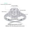 Halo Emerald Cut Diamond Engagement Ring In 925 Sterling Silver
