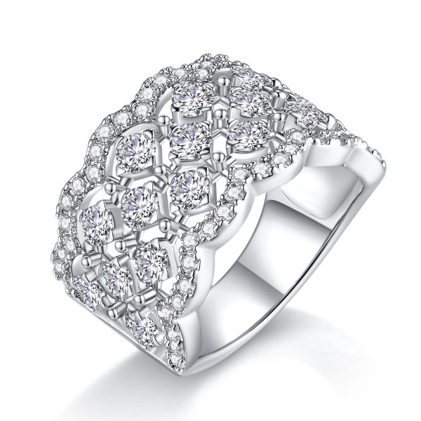 925 Sterling Silver Ring with Diamond Cocktail For Women