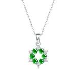 Collar con colgante de jade y aros de plata de ley 925 con 5 piedras