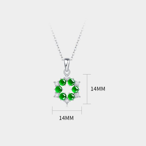 925 Sterling Silver 5 Stone Hoop Jade Pendant Necklace - Image 6