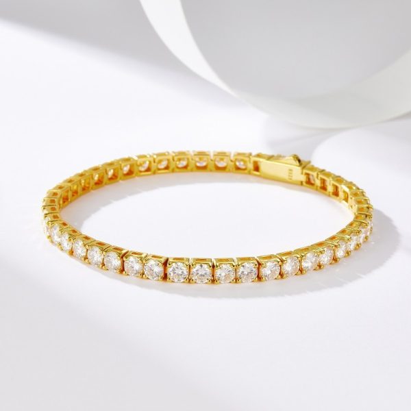 Gold Plated Sterling Silver Tennis Bracelet - Image 5