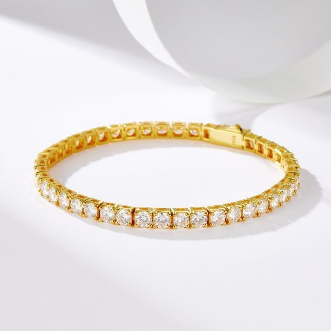 Gold Plated Sterling Silver Tennis Bracelet - Image 5