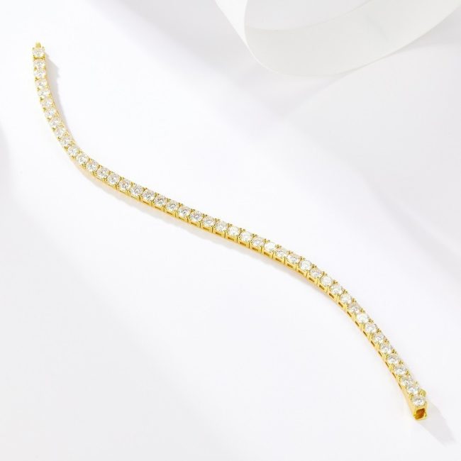 Gold Plated Sterling Silver Tennis Bracelet - Image 4