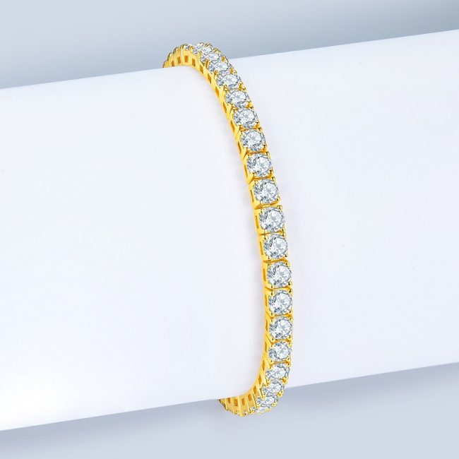 Gold Plated Sterling Silver Tennis Bracelet - Image 2
