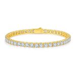 Pulsera de tenis de plata de ley chapada en oro