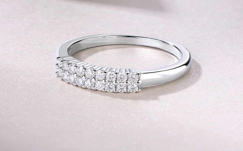 Half Eternity Ring Double Row Moissanite