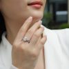 925 Sterling Silver Emerald Cut Halo Engagement Ring