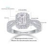 Halo Emerald Cut Diamond Engagement Ring In 925 Sterling Silver