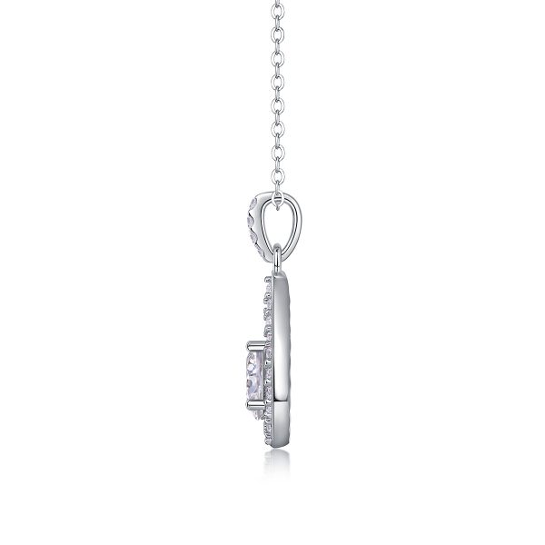 Halo Water Drop Solitaire Diamond Pendant - Image 6