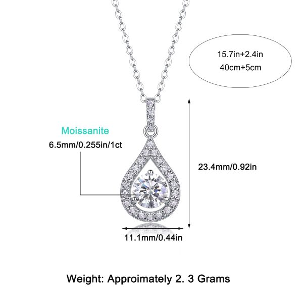 Halo Water Drop Solitaire Diamond Pendant - Image 3