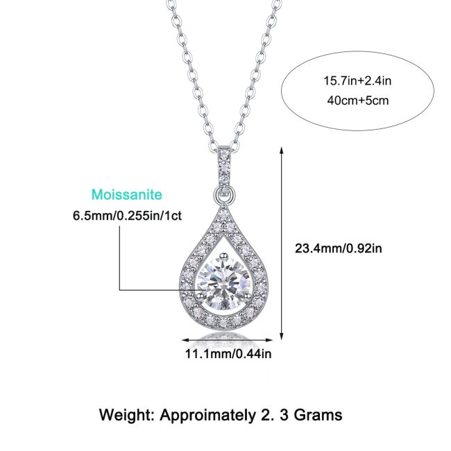 Halo Water Drop Solitaire Diamond Pendant - Image 3