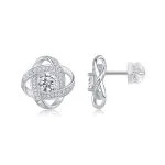 Pendientes de botón con nudo del amor en plata de ley para mujer