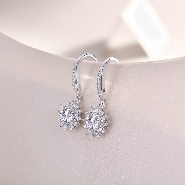 Silver Moissanite Sun Drop Earrings For Women - Image 5