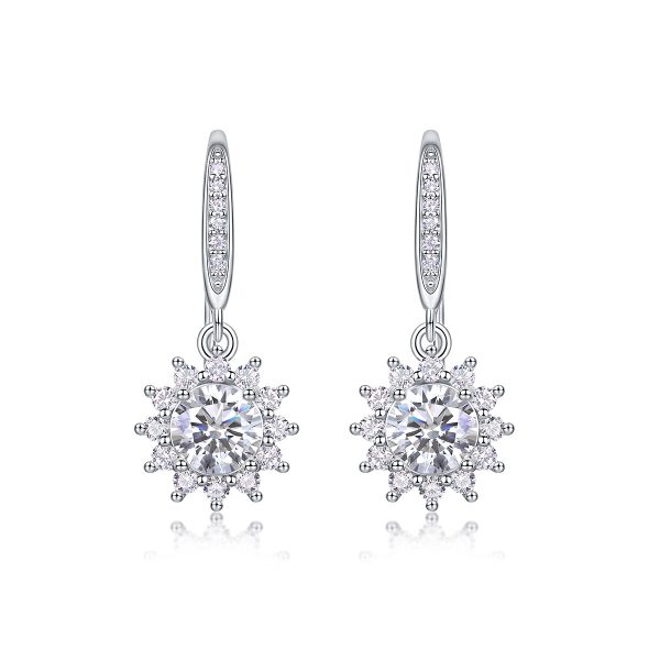 Silver Moissanite Sun Drop Earrings For Women - Image 6