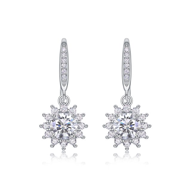 Silver Moissanite Sun Drop Earrings For Women - Image 6