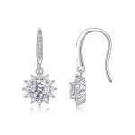 Pendientes de plata con moissanita en forma de gota de sol para mujer