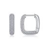 Moissanite square silver hoop earrings hinged