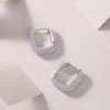 Moissanite square silver hoop earrings hinged