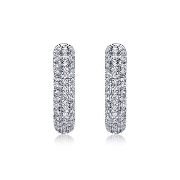 Moissanite Square Hinged Hoop Earrings - Image 5