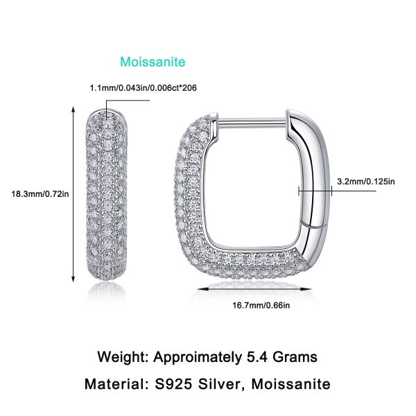 Moissanite Square Hinged Hoop Earrings - Image 4
