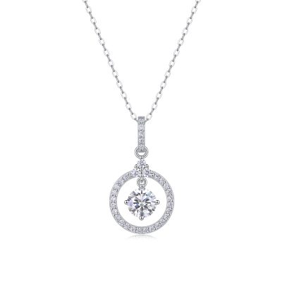 One Carat Swinging Halo Pendant