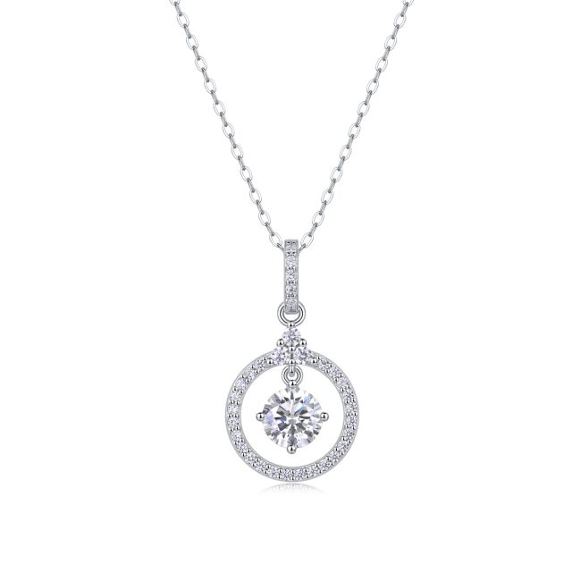 One Carat Swinging Halo Pendant
