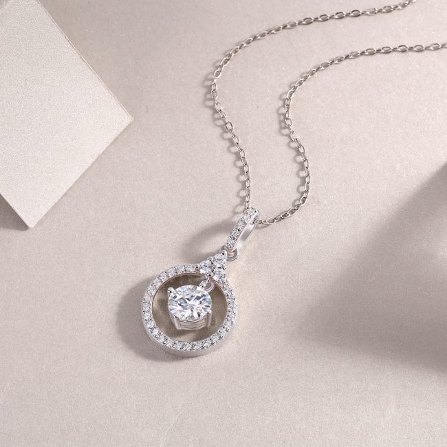 Sterling Silver Big Circle pendant Chain necklace - Image 5
