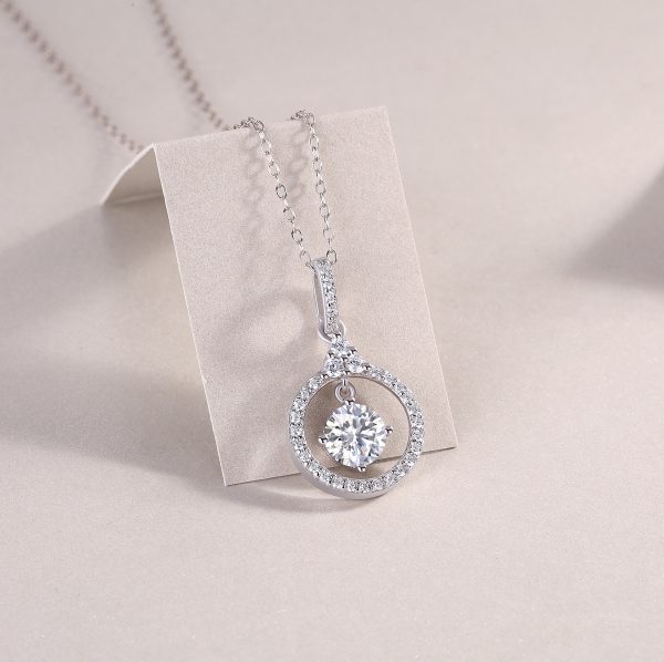 Sterling Silver Big Circle pendant Chain necklace - Image 4