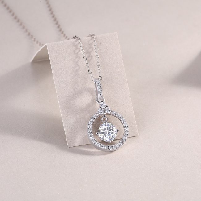 Sterling Silver Big Circle pendant Chain necklace - Image 4